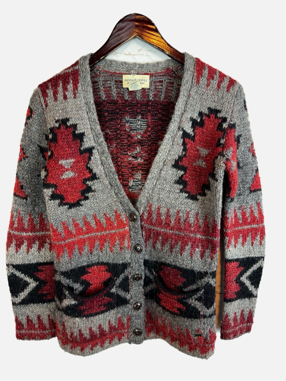 Denim & Supply Ralph Lauren | Southwestern V-Neck Button Down Cardigan, XS